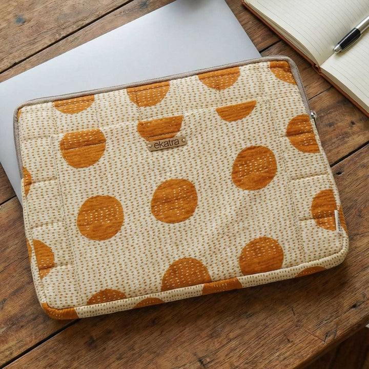 Handmade Sustainable Yellow Dots Laptop Sleeve