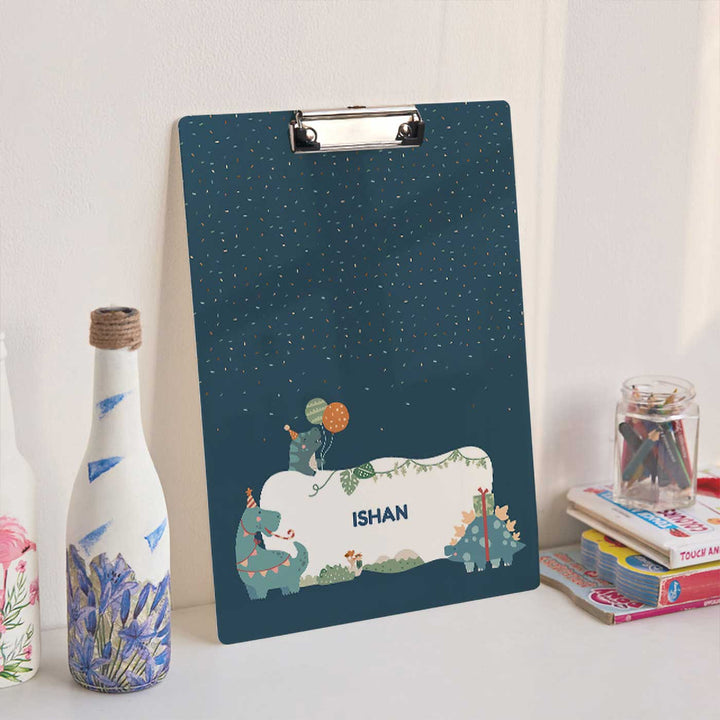 Personalized Dino Party Theme Acrylic Clipboard