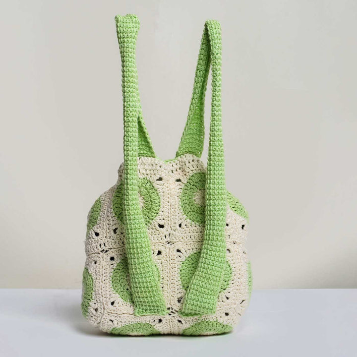 Handmade Crochet Kiwi Design Cotton Backpack