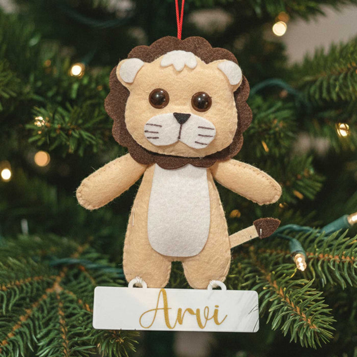 Personalized Handmade Felt Baby Lion Christmas Ornament