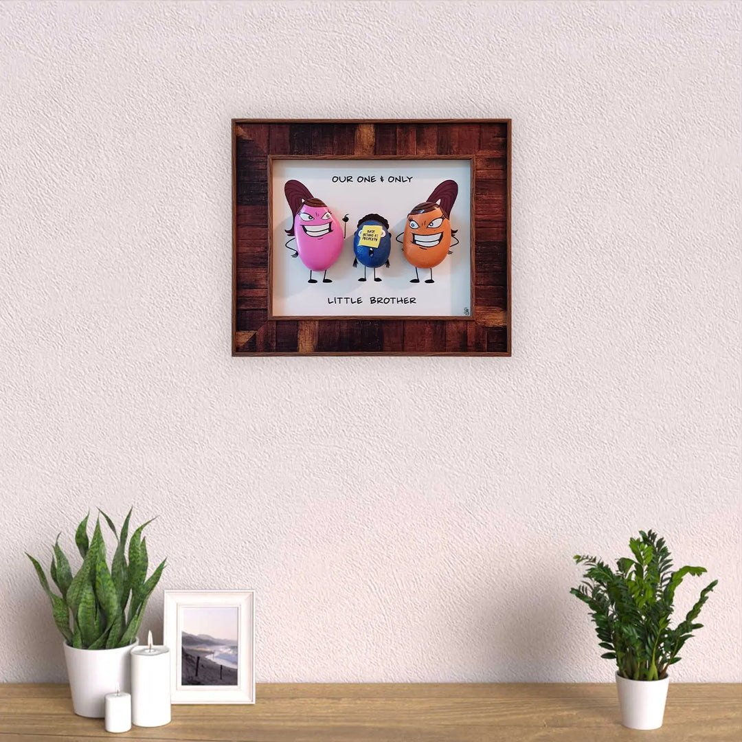 Personalized Pebble Art "Forever Siblings" Wooden Decorative Plaque For Siblings