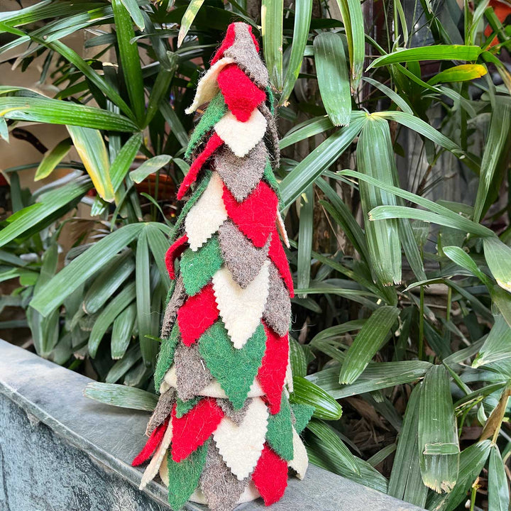 Handmade Upcycled Felt Xmas Tree For Christmas Table Decoration