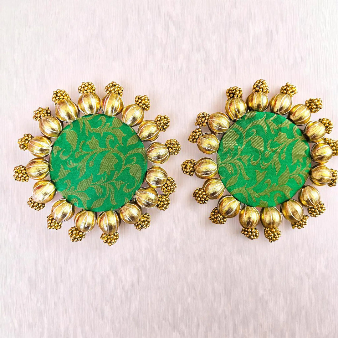 6 Inch | Handmade Gota Patti Round Rangoli Mat | Set Of 2