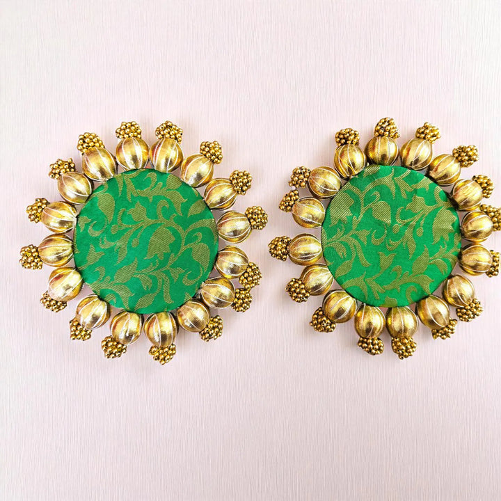 6 Inch | Handmade Gota Patti Round Rangoli Mat | Set Of 2