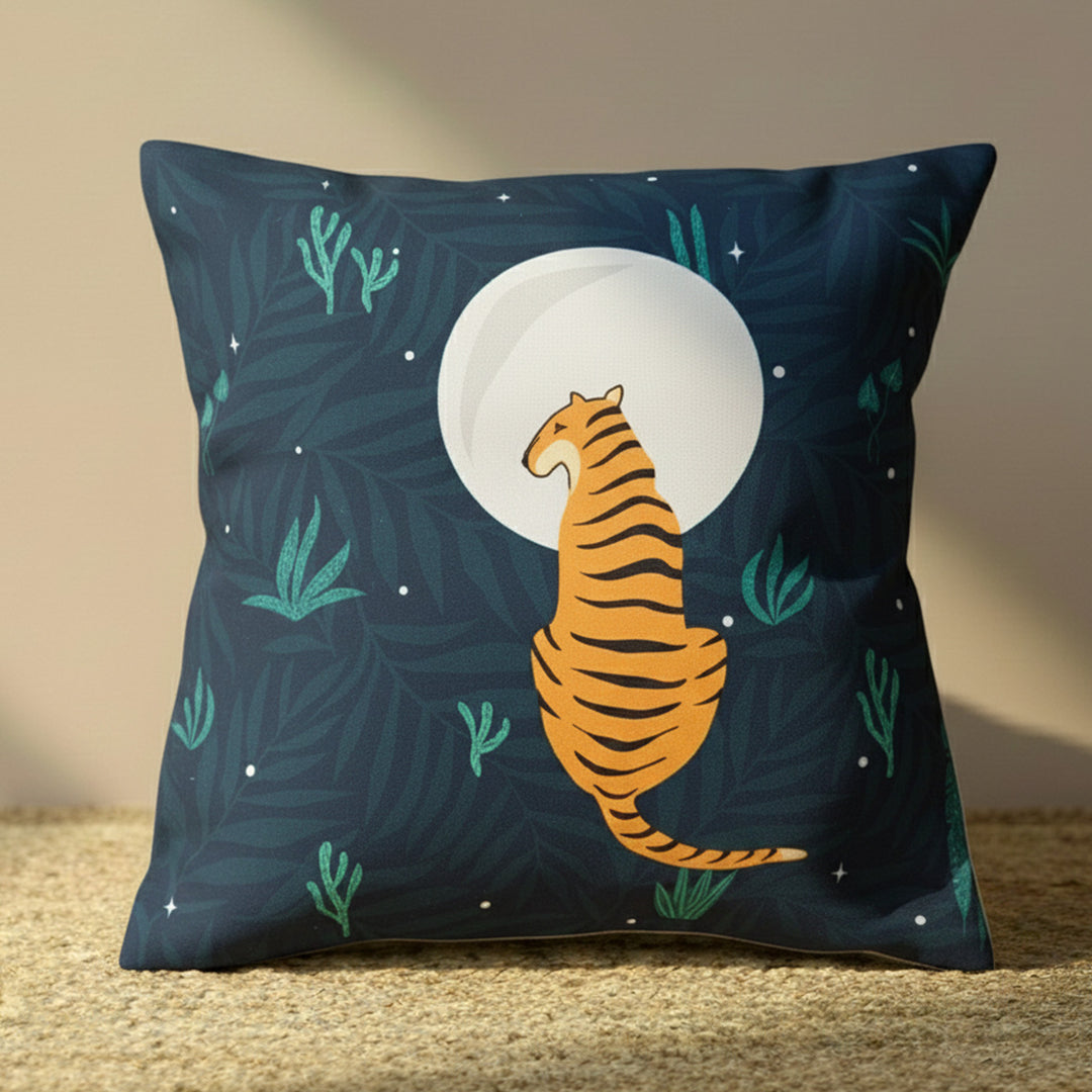 16 Inch | Printed Sundarban Mist Sitting Tiger Cushion Cover