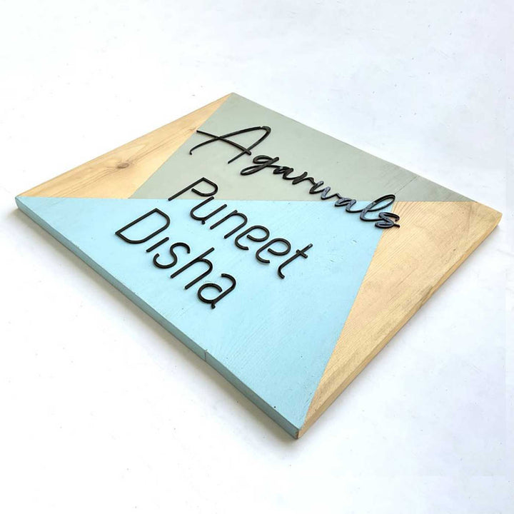 Personalized Minimal  Pine Teal Rectangle Pine Wood Name Plate With 3D Letters