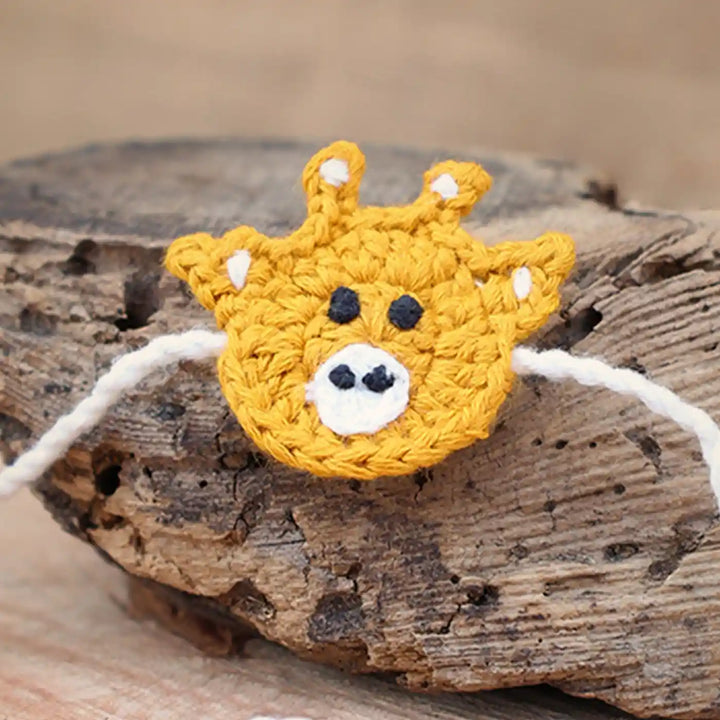 Handmade Crochet Giraffe Theme Kids Rakhi And Toy Combo With Roli Chawal Set Of 2 - Accessory Close-up