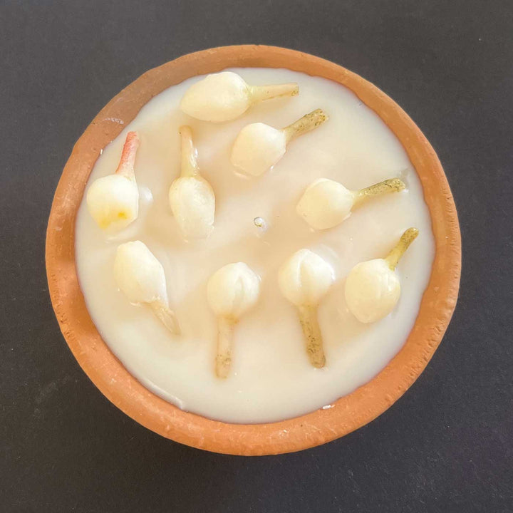 Handmade Jasmine Terracotta Urli Soy Wax Candle
