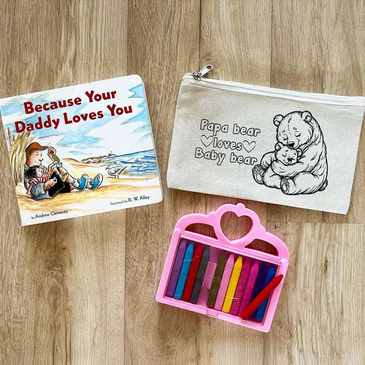 DIY Colour It Yourself Bear & Baby Bear Cotton Pouch For Kids