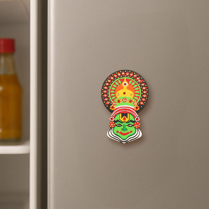 Handcrafted Kathakali Theme Wooden Fridge Magnet