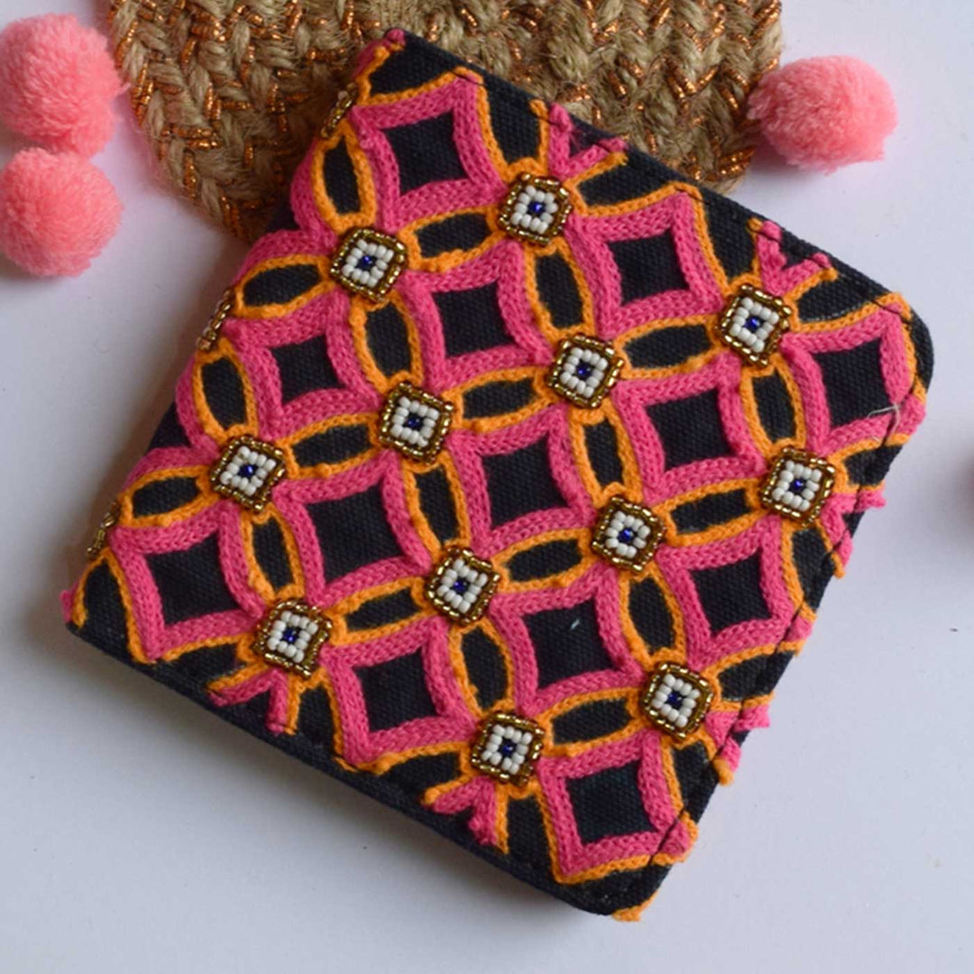 Handmade Embroidered Samira Design Canvas Wallet