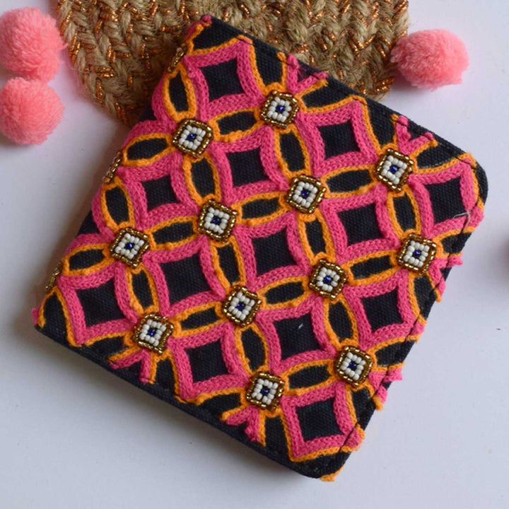 Handmade Embroidered Samira Design Canvas Wallet
