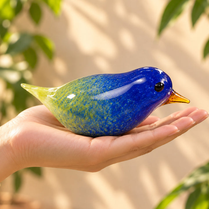 Blown Glass Blue & Green Ombre Bird Figurine For Home Decor