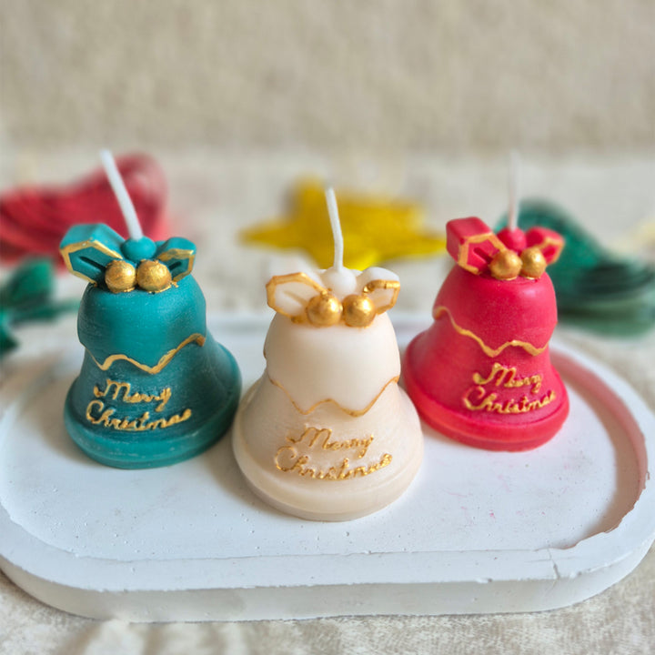 3 Pc | Handmade Colorful Bell Christmas Candles