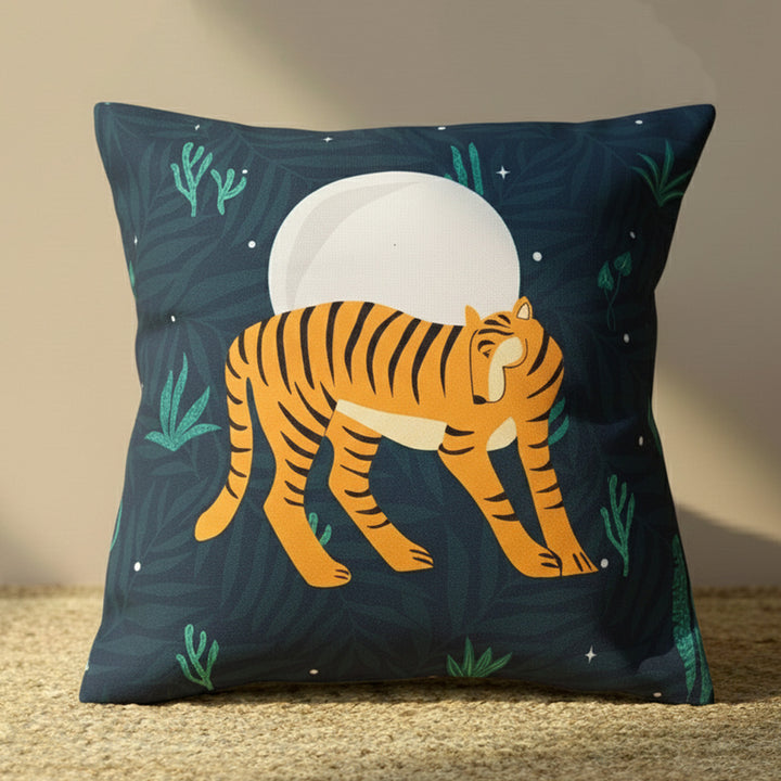 16 Inch | Printed Sundarban Mist Shy Tiger Cushion Cover