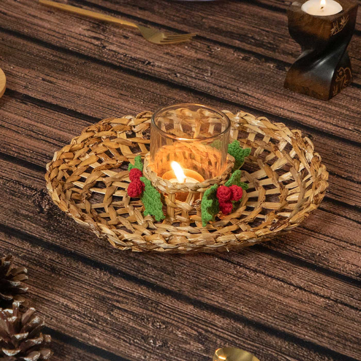 Ecofriendly Banana Holly Berry Candle Wreath