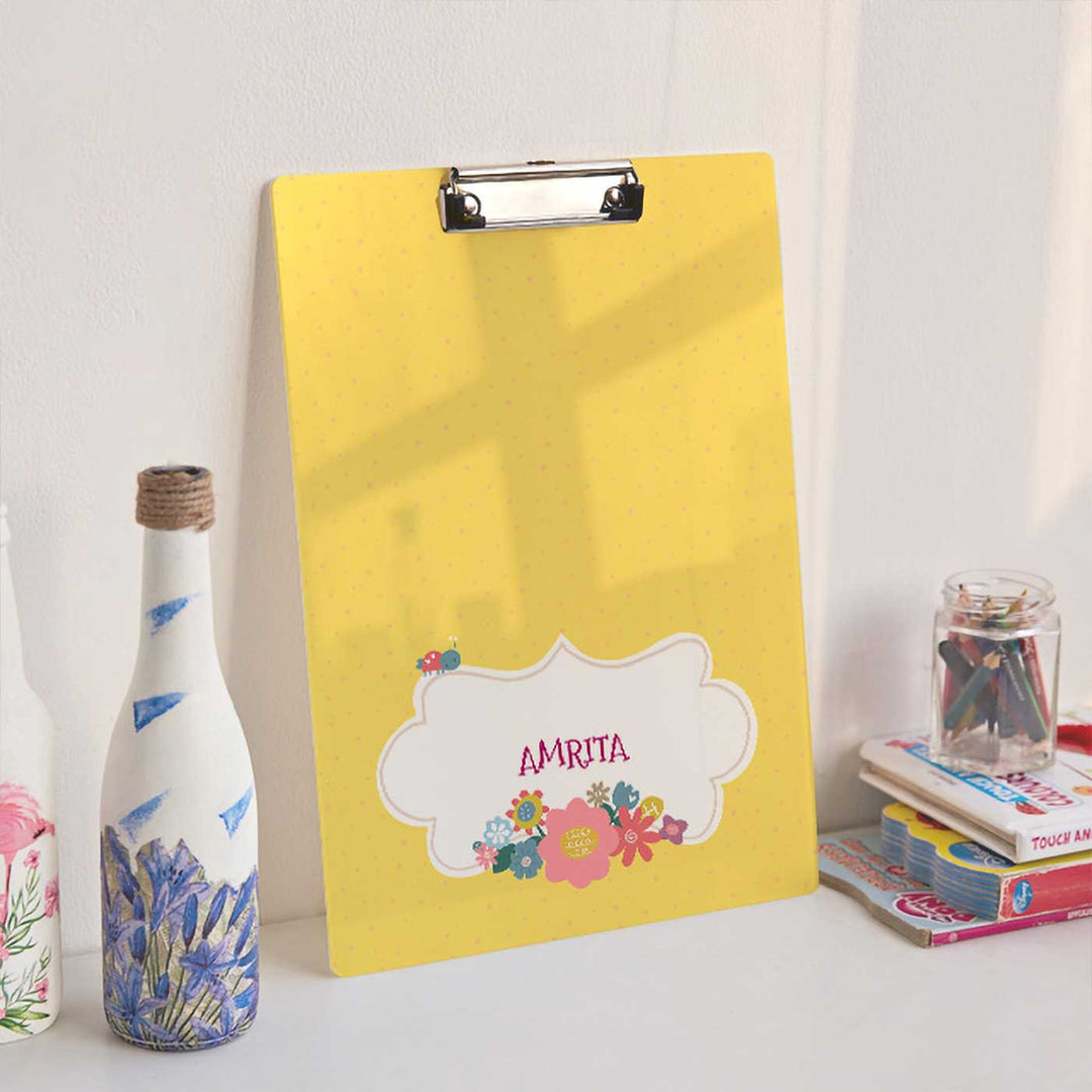Personalized Flower Power Theme Acrylic Clipboard