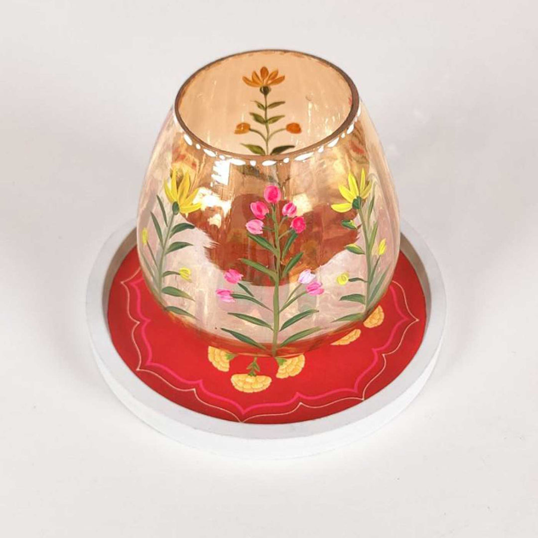 Hand-Painted Meher Wooden Candle Holder