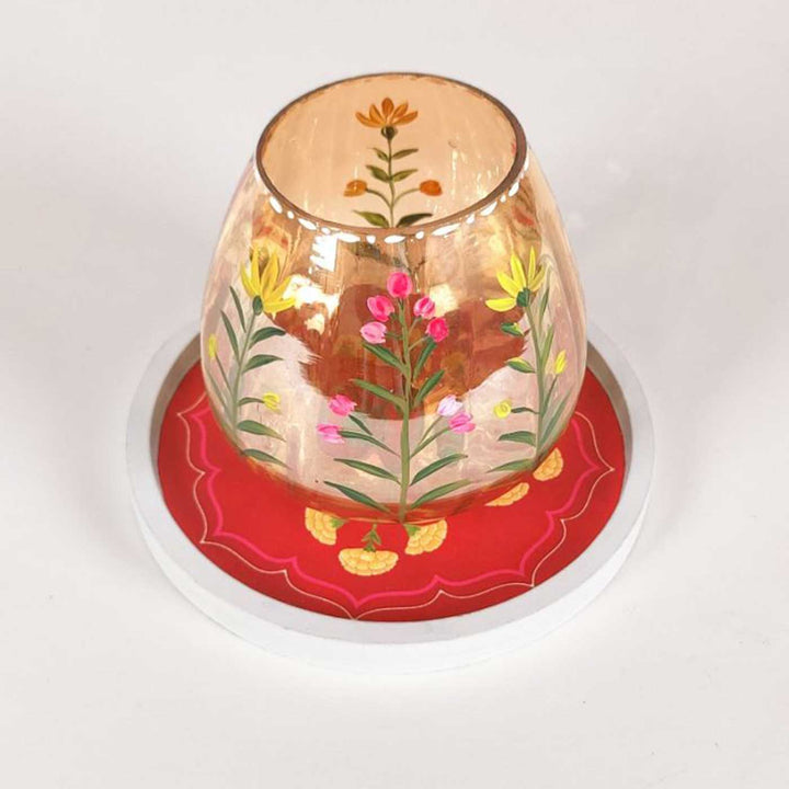 Hand-Painted Meher Wooden Candle Holder