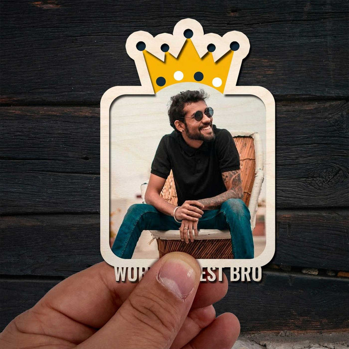 Photo Personalized Printed "World's Best Bro" Wooden Fridge Magnet