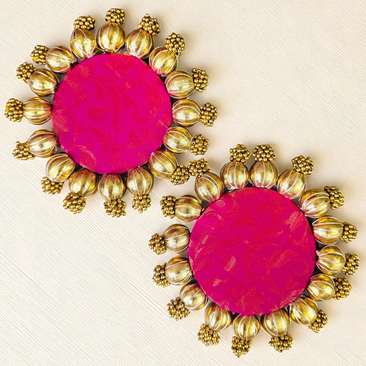 6 Inch | Handmade Gota Patti Round Rangoli Mat | Set Of 2