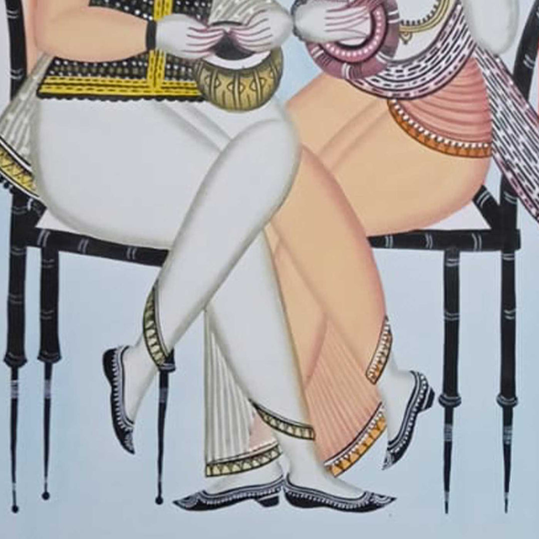 14 x 22 Inch | Musical Companions | Original Hand Painted Kalighat Painting | Natural Colors On Paper