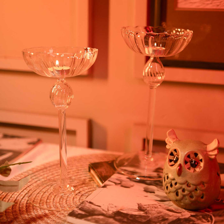 Luminous Glass Tealight Holder | Set Of 2