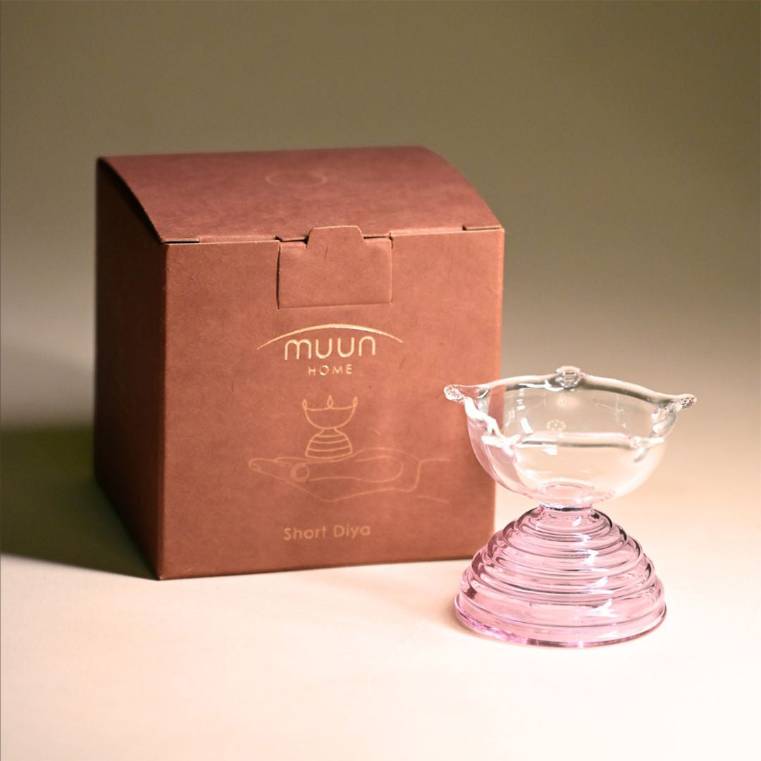 Handmade Pink Small Borosilicate Glass Oil Lamp / Diya | 2.2 inch