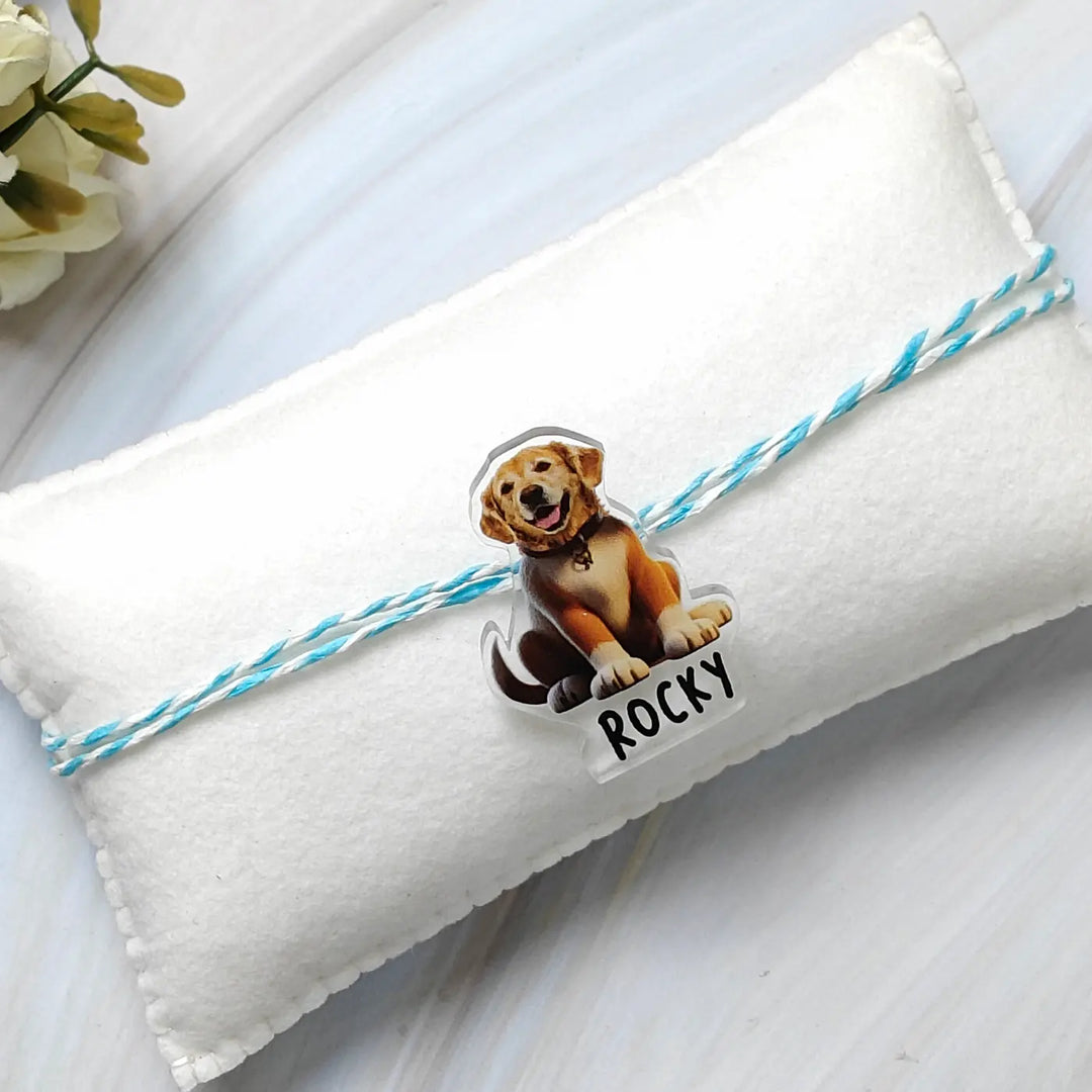 Photo Personalized Reusable Caricature Dog Acrylic Rakhi For Pets