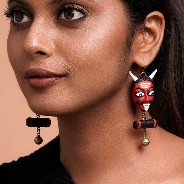 Handmade Polymer Clay Drishti Bommai Design Earrings
