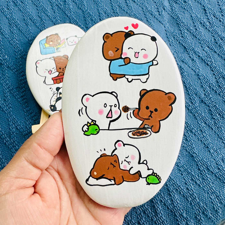 Hand-Painted Cute Couple Illustration Clay Fridge Magnet