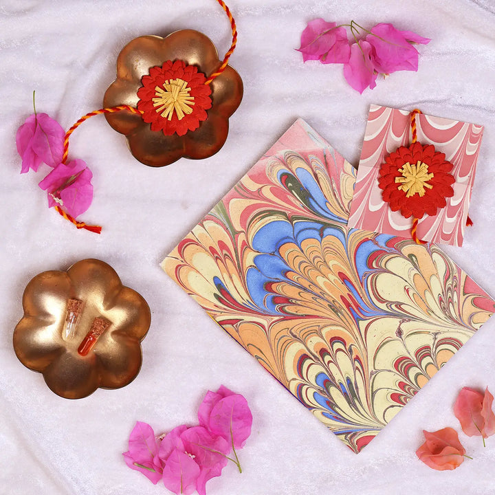 Eco-Friendly Festive Rakhi Hamper | Includes 1 Notebook, 1 Rakhi, 1 Roli Chawal & 1 Greeting Card