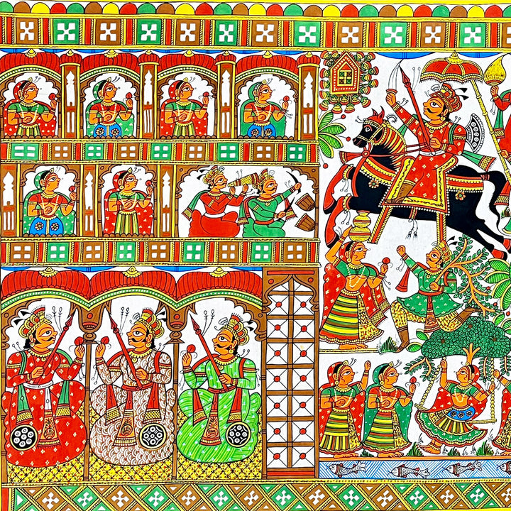 28 X 58 Inch | Story of Pabuji Paper Phad Painting