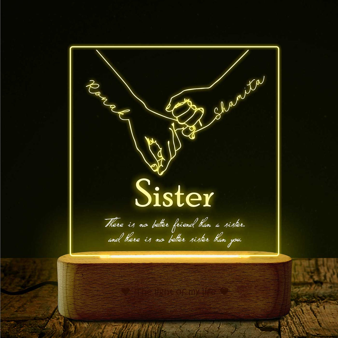 Personalized Engraved Sister Love Acrylic Table Lamp