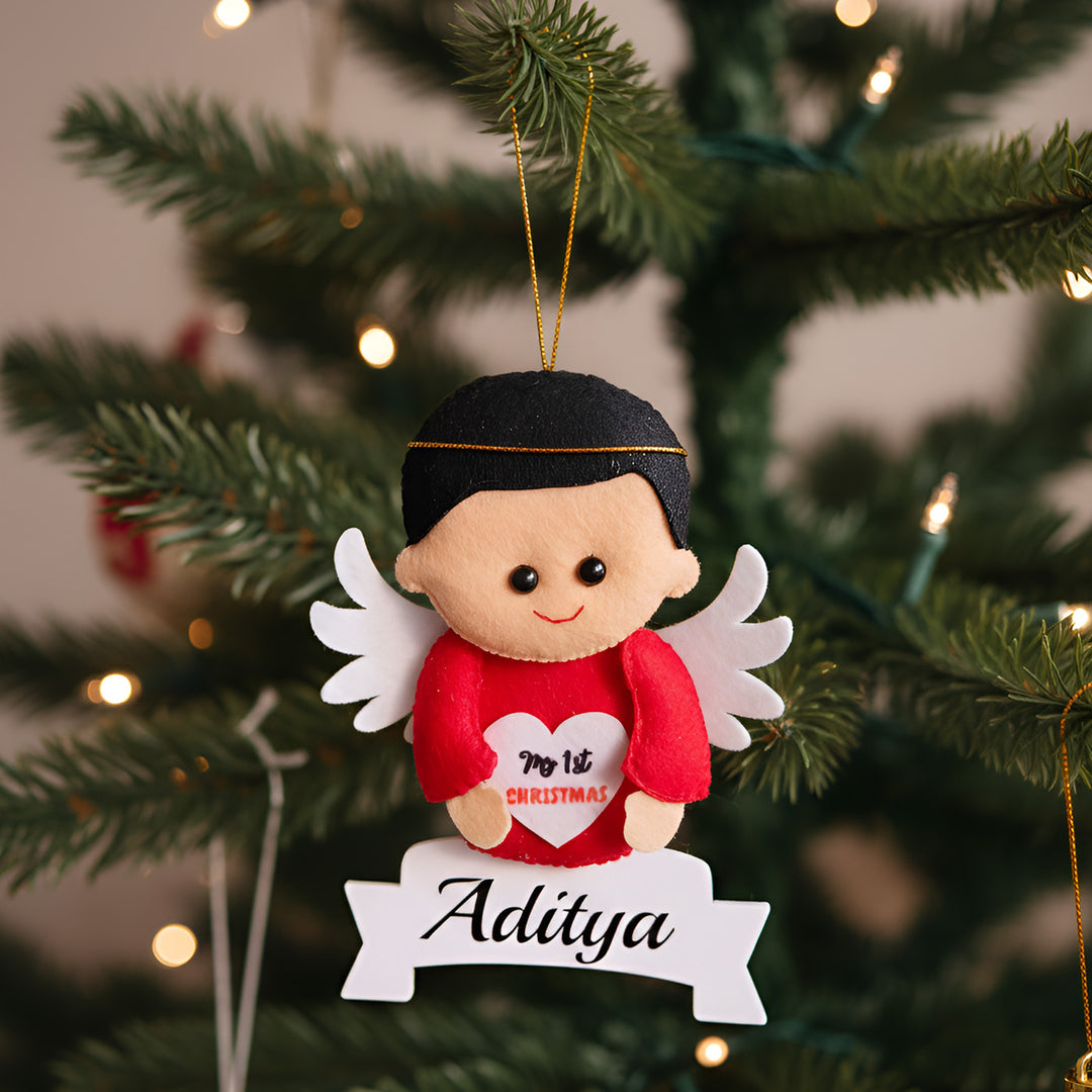 Personalized Felt Baby Angel Ornament For Christmas Tree Decoration