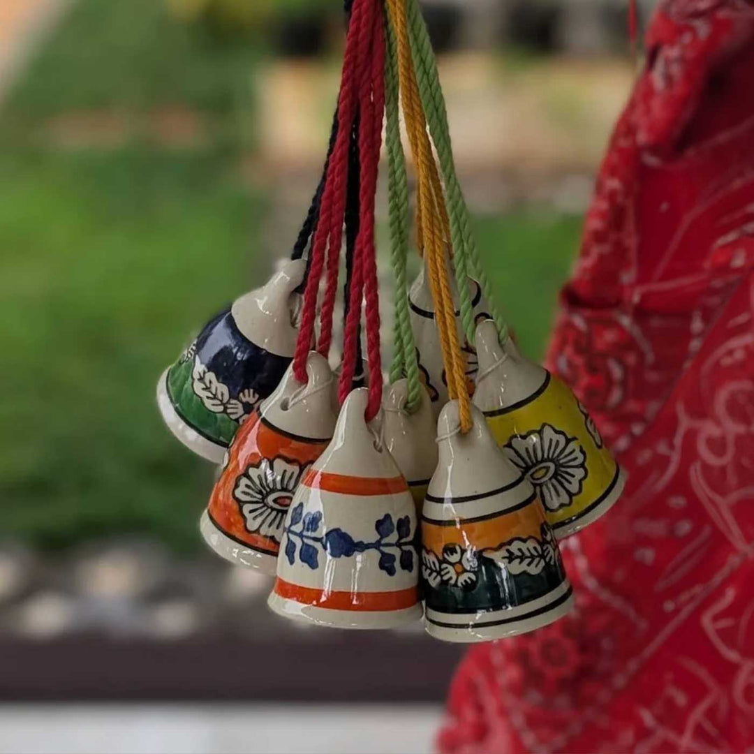 Set Of 4 | Handmade Blissful Design Ceramic Bell