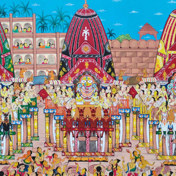 48 x 30 Inch | Handmade Canvas Rathyatra Painting