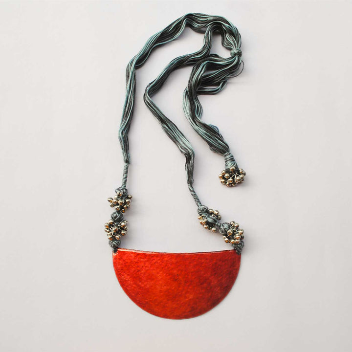 Handmade Half Moon Shaped Ghungroo Copper Enamel Necklace