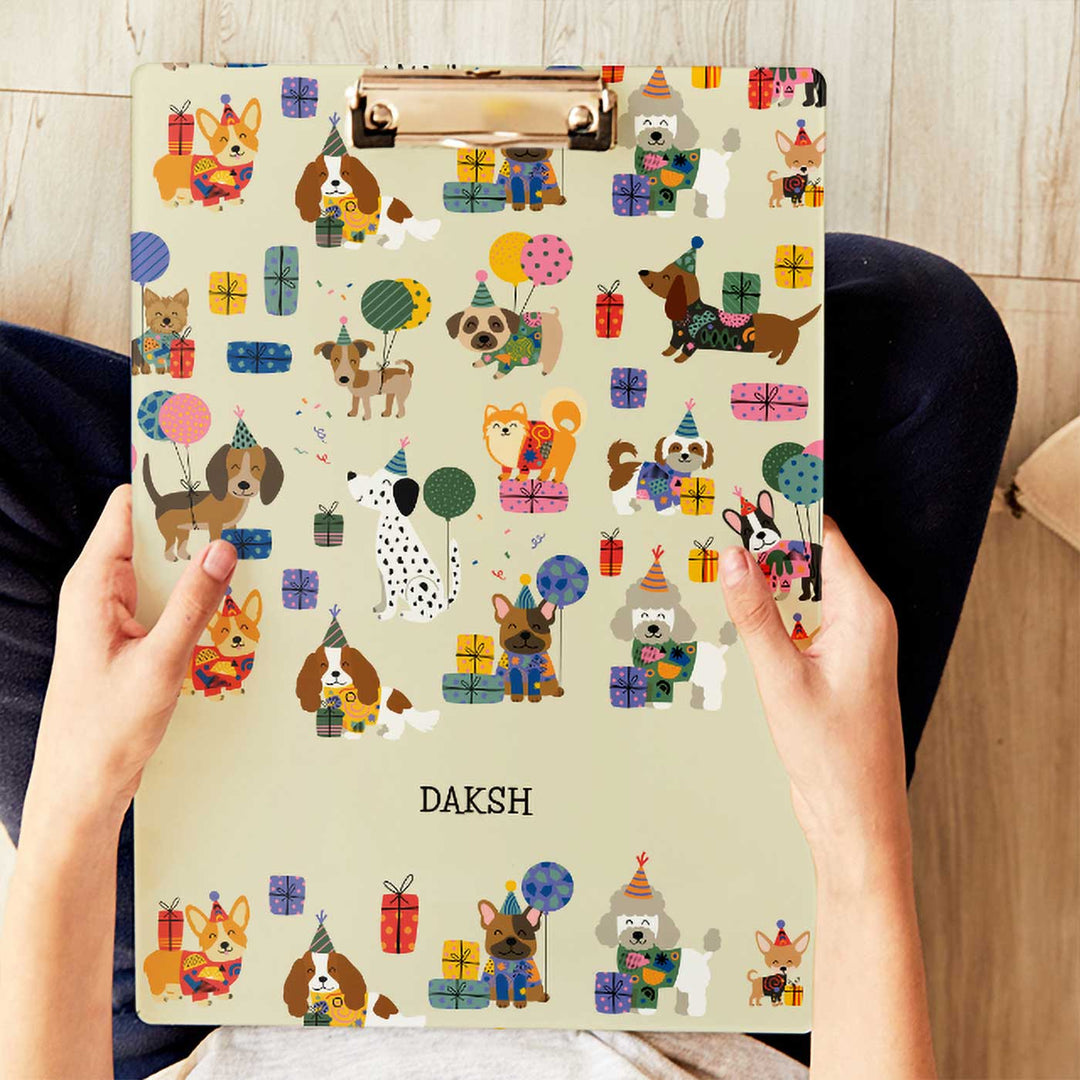 Personalized Paw Party Theme Acrylic Clipboard