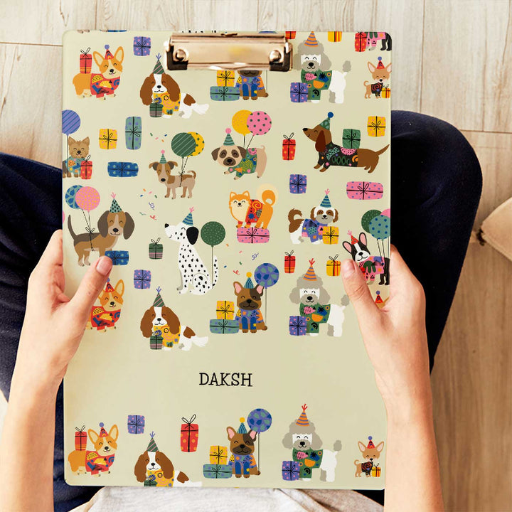 Personalized Paw Party Theme Acrylic Clipboard