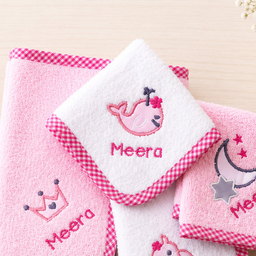 Personalised Lil Star Baby Girl Cotton Napkin Set | Pack of 4