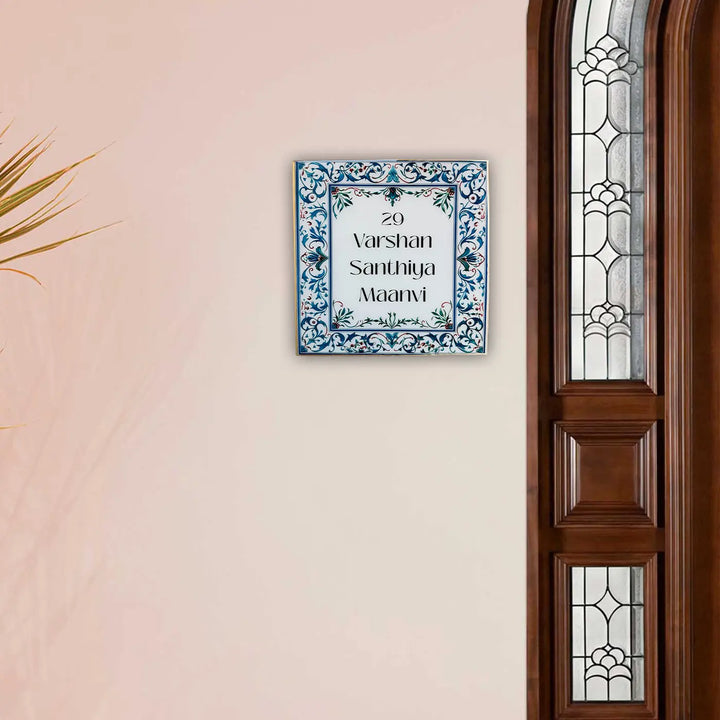 Personalized Blue & White Vintage Resin Name Plate