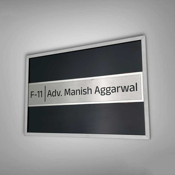 Personalized Engraved Sleek Black & Silver Stainless Steel Name Plate