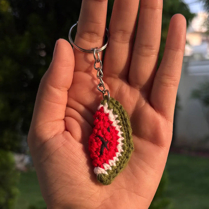 Handmade Crochet Watermelon Cotton Bag Charm