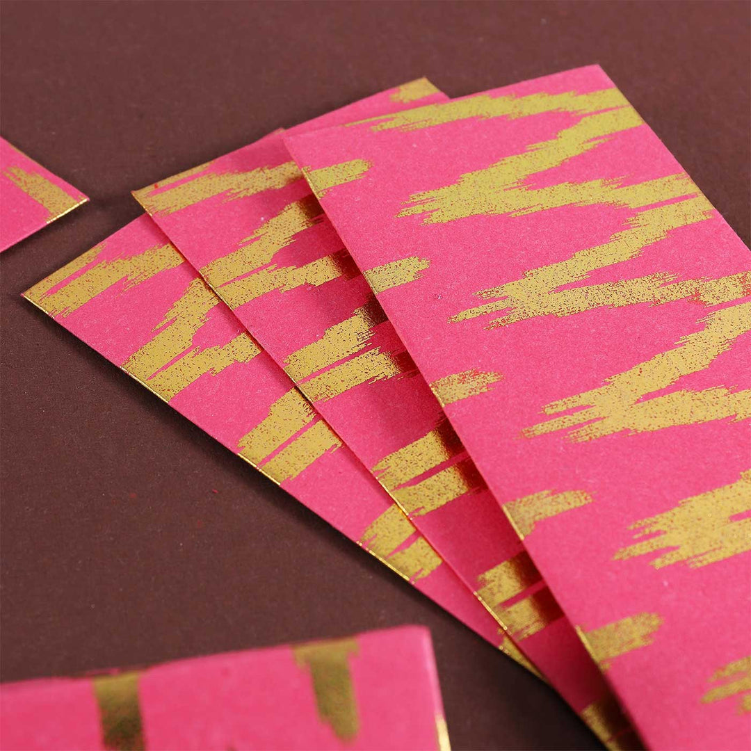 Personalized Handmade Ikat Pink Design Paper Envelopes | Set Of 10