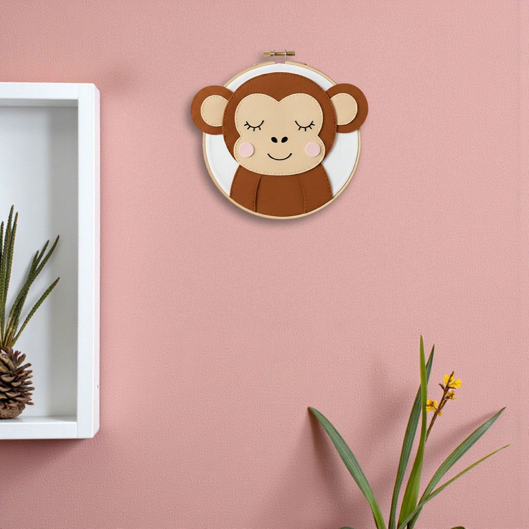 Handmade Monkey Theme Felt Wall Hoop
