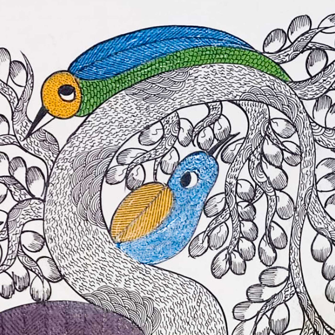 11 x 15 Inch | The Village that Sings | Original Hand Painted Tribal Gond Art Painting | Acrylic Paint On Paper