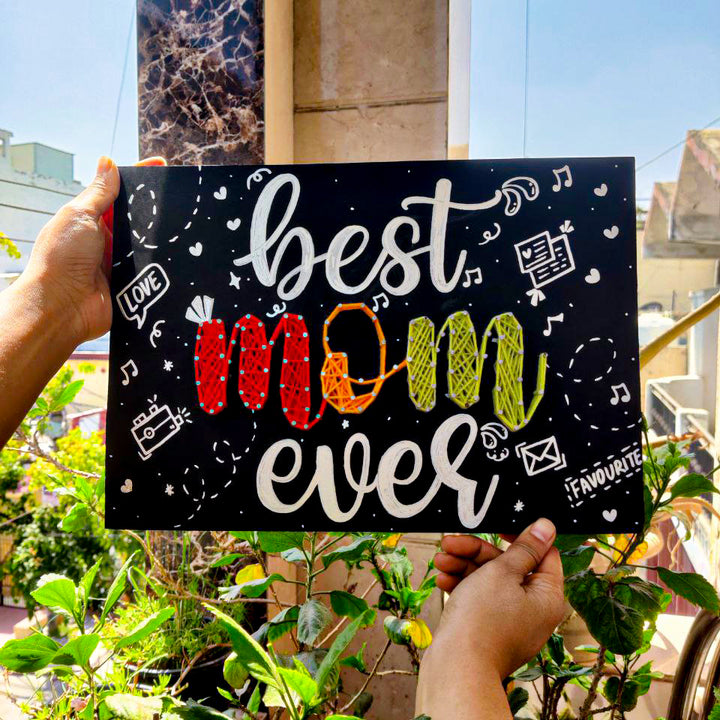 Handmade String Art Best Mom Ever Wooden Decorative Plaque