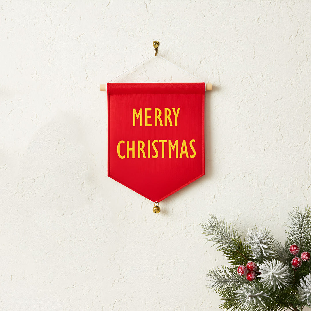 Handmade Red "Merry Christmas" Felt Hanging For Decoration