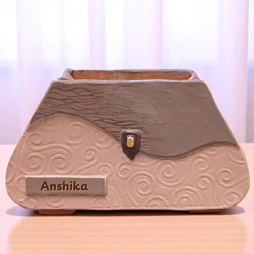 Personalized Hand-Painted Purse Theme Terracotta Planter